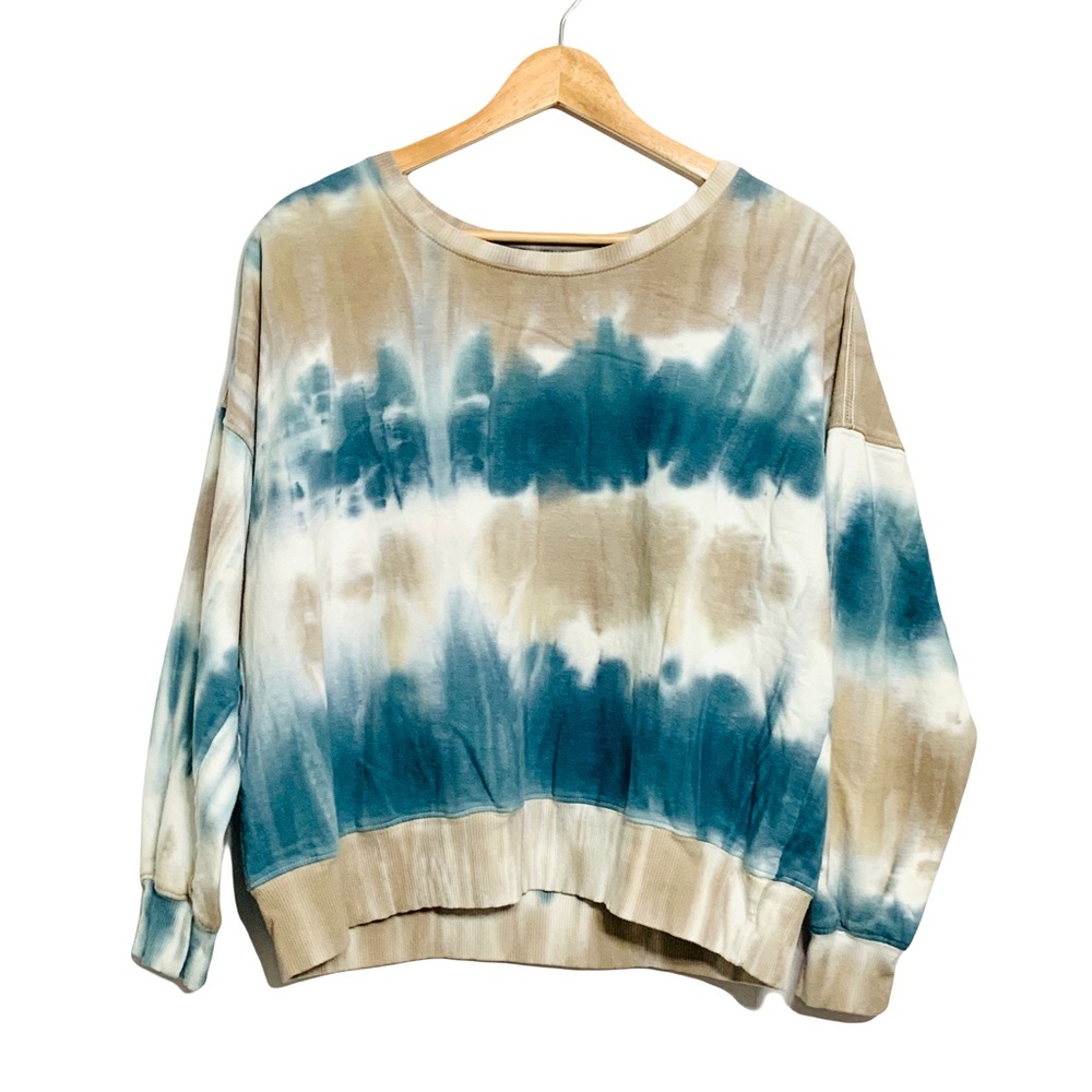 AR-33 Sweatshirt Blue and Tan Tie-dye Pull Over Sweatshirt Size Medium